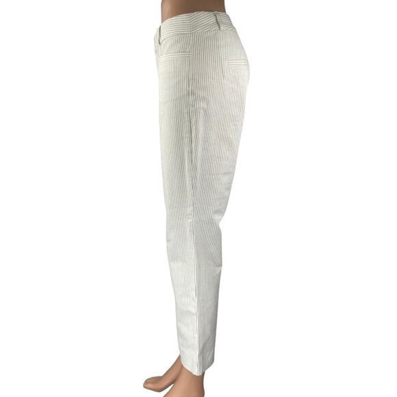 Banana Republic Sloan White Mid Rise Striped Straight Crop Trousers Pants Size 2 - Picture 2 of 5